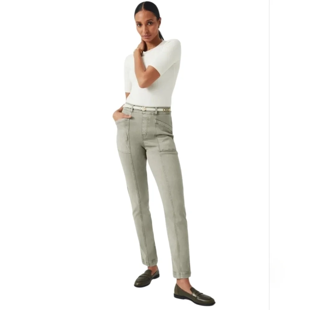 EUC Spanx Stretch Twill Straight Leg Pant Olive Oil Medium